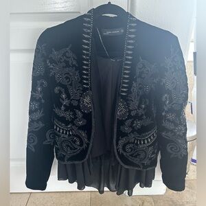 Zara black velvet beaded blazer